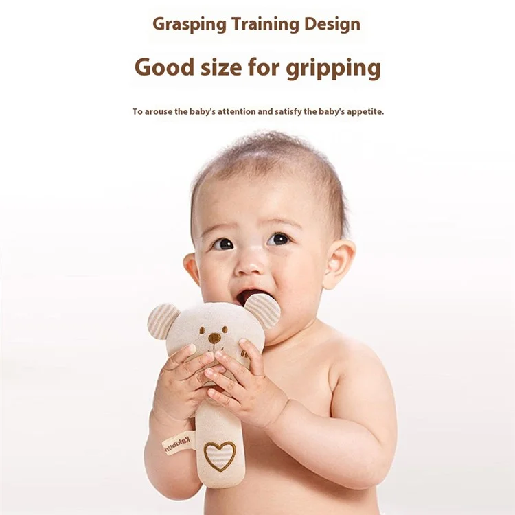 KAKIBLIN 2Pcs Cartoon Animal Baby Rattle Teether Set Organic Cotton Infant Soothing Doll Shaker Toys - Rabbit