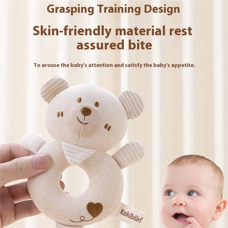 KAKIBLIN 2Pcs Cartoon Animal Baby Rattle Teether Set Organic Cotton Infant Soothing Doll Shaker Toys - Rabbit