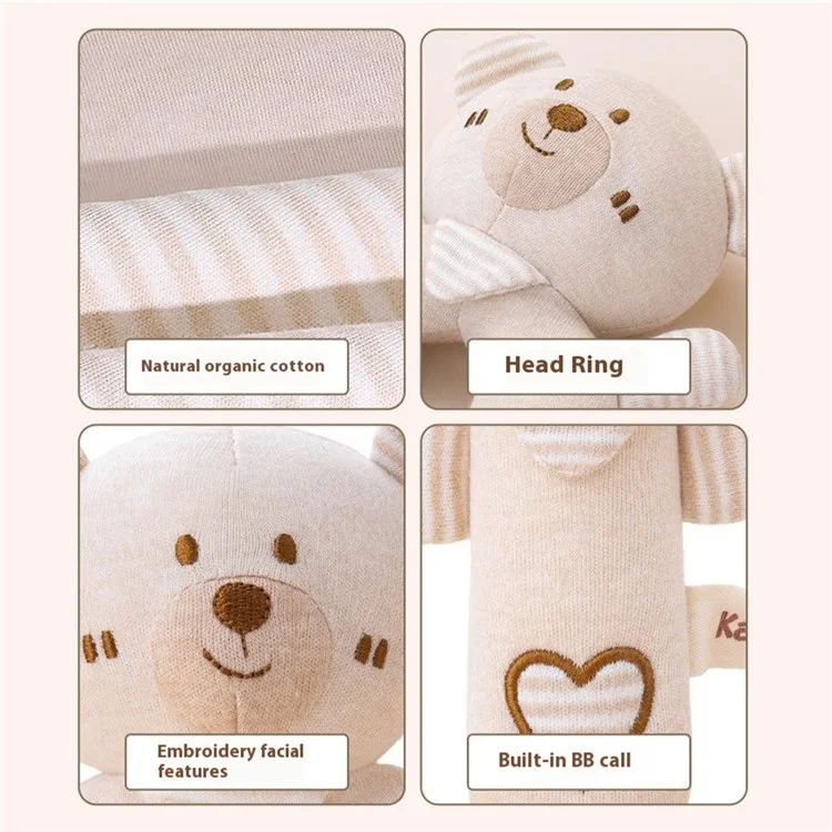 KAKIBLIN 2Pcs Cartoon Animal Baby Rattle Teether Set Organic Cotton Infant Soothing Doll Shaker Toys - Rabbit