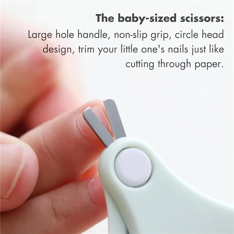 4-teiliges Cartoon-Eulen-Muster Baby-Nagelpflegeset mit Nagelschere, Nagelknipser, Pinzette und Feile - Mintgrün