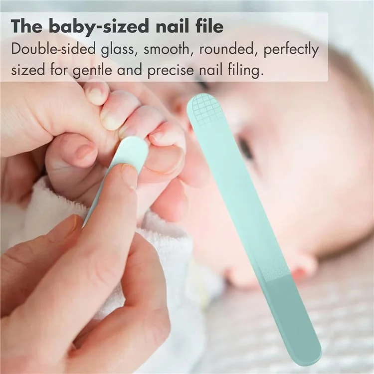 4-teiliges Cartoon-Eulen-Muster Baby-Nagelpflegeset mit Nagelschere, Nagelknipser, Pinzette und Feile - Mintgrün