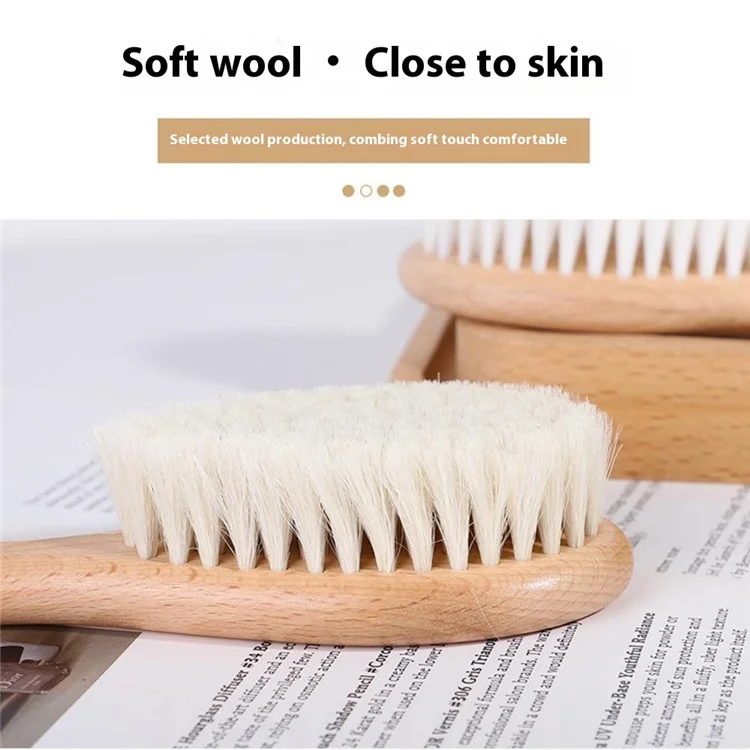 Beech Wood Baby Comb Small Soft Wool Brush For Children Gentle On Scalp Hair Care Set
