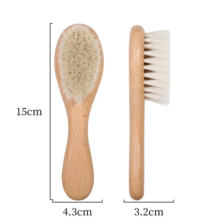 Beech Wood Baby Comb Small Soft Wool Brush For Children Gentle On Scalp Hair Care Set