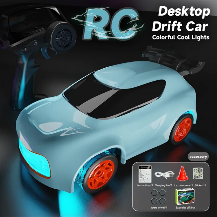 1:64 Mini RC Car 2.4G Full Proportional Remote Control High Speed Desktop Drift Vehicle (CE / CPC / EN71 / ASTM Certified) - Blue