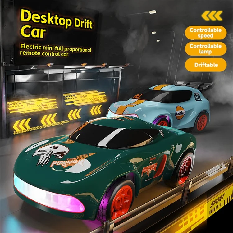 1:64 Mini RC Car 2.4G Full Proportional Remote Control High Speed Desktop Drift Vehicle (CE / CPC / EN71 / ASTM Certified) - Blue
