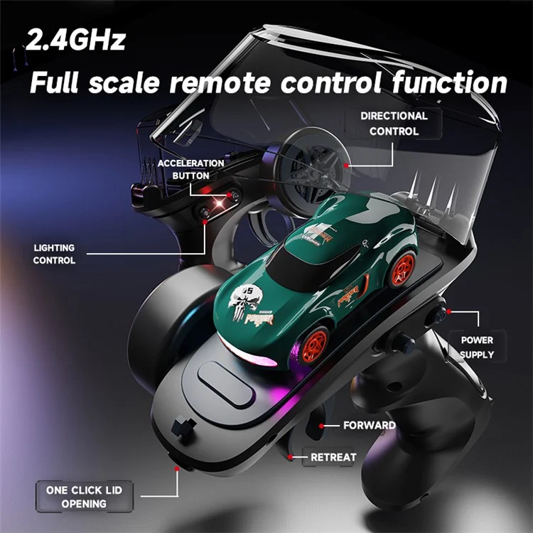1:64 Mini RC Car 2.4G Full Proportional Remote Control High Speed Desktop Drift Vehicle (CE / CPC / EN71 / ASTM Certified) - Blue