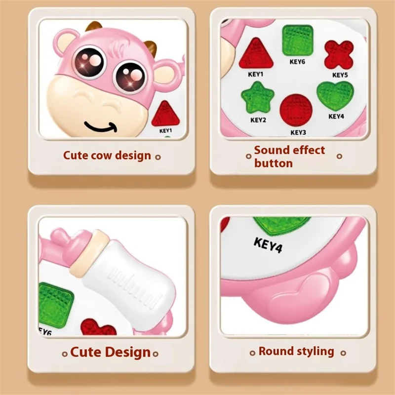 Музыкальная игрушка с животными из мультфильма Музыкальный электронный клавишный инструмент для малышей с подсветкой, развивающий и успокаивающий – JYF1026B Бутылочка-Корова (Случайный цвет)