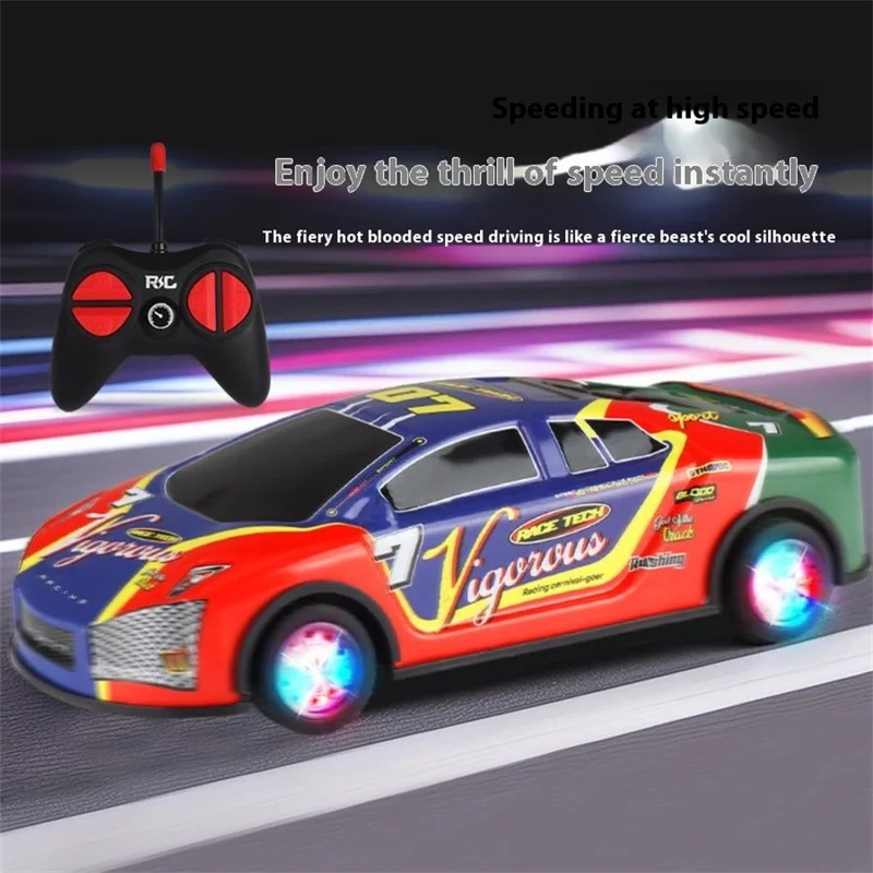 HDXX229 Electric RC Drift Race Car for Boys 4-Channel Graffiti Alloy Tin Light Vehicle Truck Remote Control Toy Car - Dark Blue Racing Car