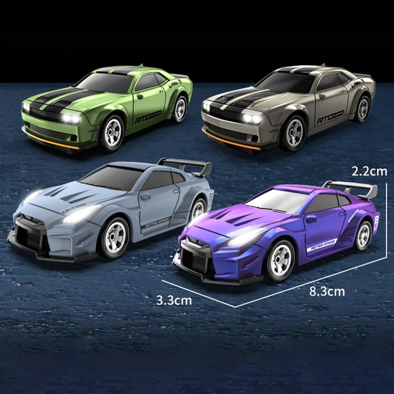 Mini RC Auto 1:64 Maßstab Desktop Drift Auto 4WD Ferngesteuertes Hochgeschwindigkeits-Kunststoff-Rennspielzeug - Lila