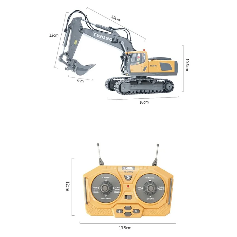 Pelle sur chenilles télécommandée 1044 2,4 G 1:20 Jouet de véhicule de construction 11 canaux pour enfants