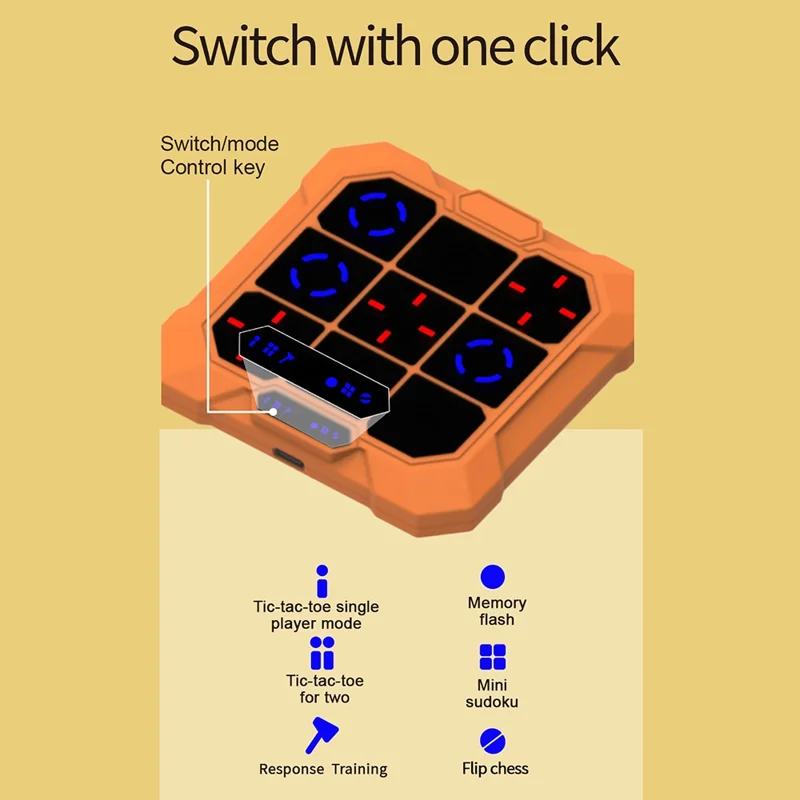 B300 Máquina Inteligente de 6 en 1 Tres en Raya para Niños - Juguete Educativo para Entrenar el Cerebro - Naranja