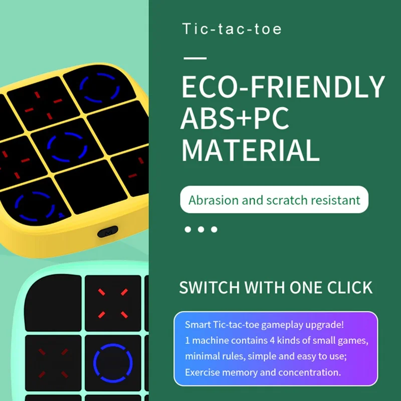 B200 4 in 1 Smart Tic-Tac-Toe Game Machine Educational Toy for Children Brain Training - Cyan