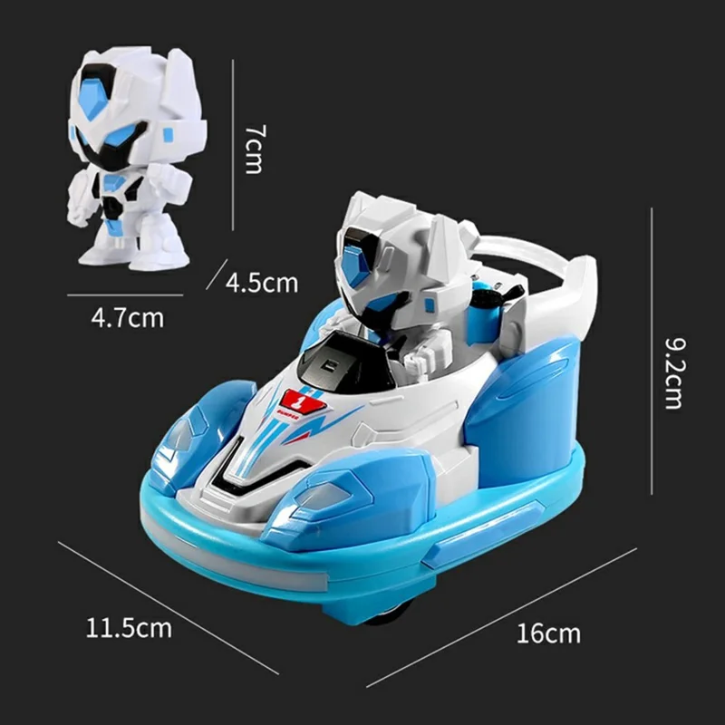2Pcs Bumper Cars Robot Battle Set Kids Remote Control Kart Drift Spray Mist Ejection Toy with Light Sound - Blue+Red