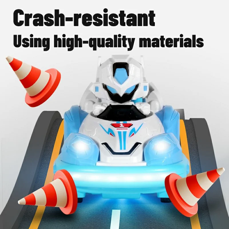 2Pcs Bumper Cars Robot Battle Set Kids Remote Control Kart Drift Spray Mist Ejection Toy with Light Sound - Blue+Red