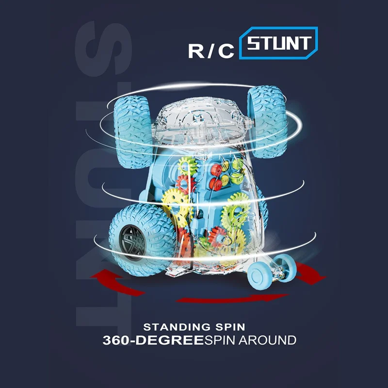 360 Degree Rotation Stunt Car with Light and Sound Electric Vehicle Toy for Children - Red