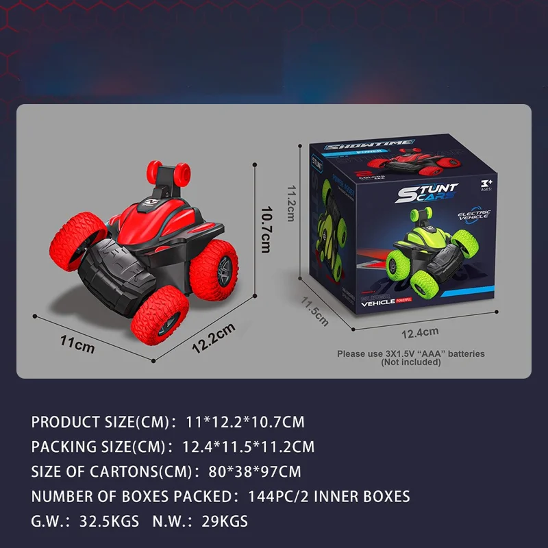360 Degree Rotation Stunt Car with Light and Sound Electric Vehicle Toy for Children - Red