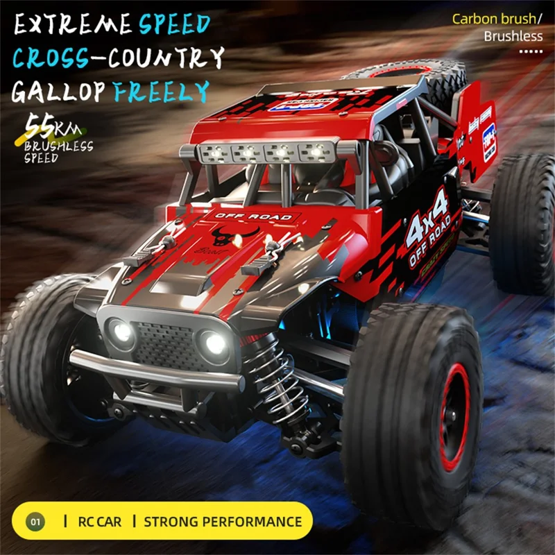 SG 202Pro 4WD LED Spotlight RC Car High-Speed Off-Road Rock Crawler Truck Toy, 2 Batteries - Green