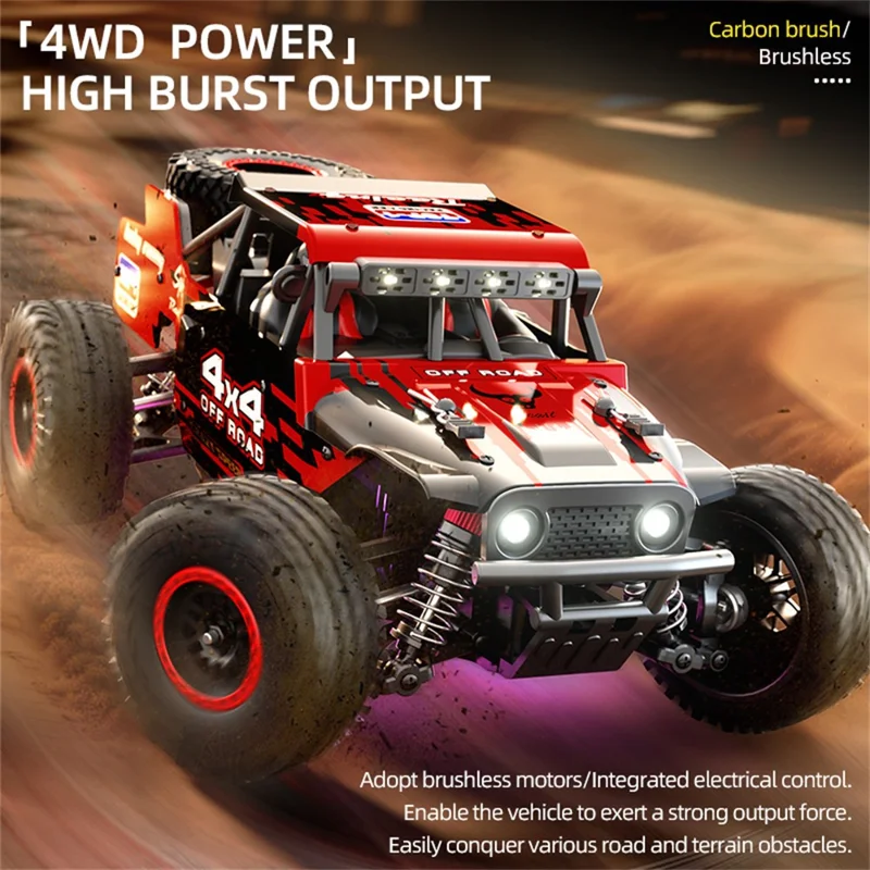 SG 202Pro 4WD LED Spotlight RC Car High-Speed Off-Road Rock Crawler Truck Toy, 2 Batteries - Green