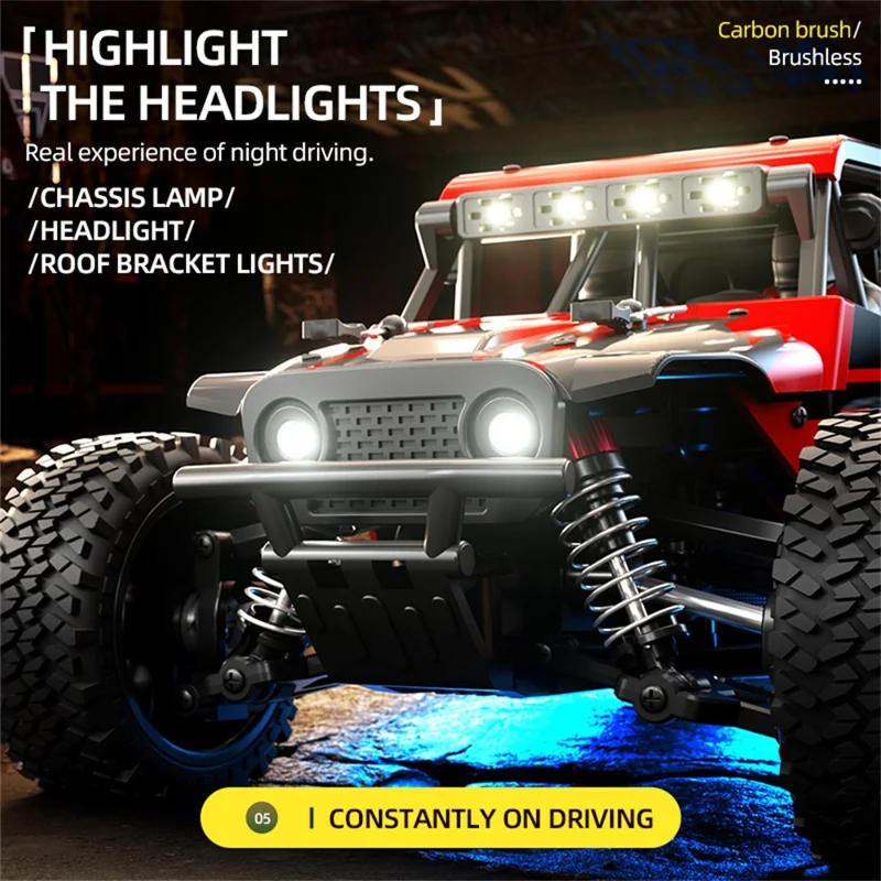 SG 202Pro 4WD LED Spotlight RC Car High-Speed Off-Road Rock Crawler Truck Toy, 2 Batteries - Green