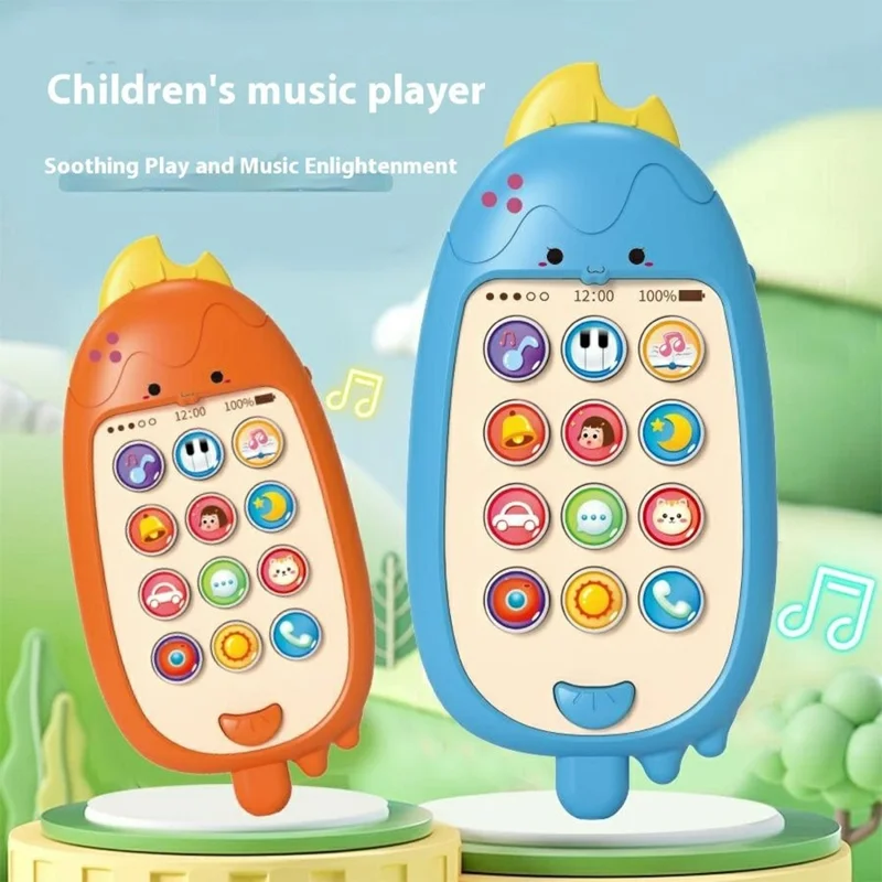 Mordedor de Picolé Musical 609 com Telefone de Aprendizagem Inicial para Bebês - Laranja