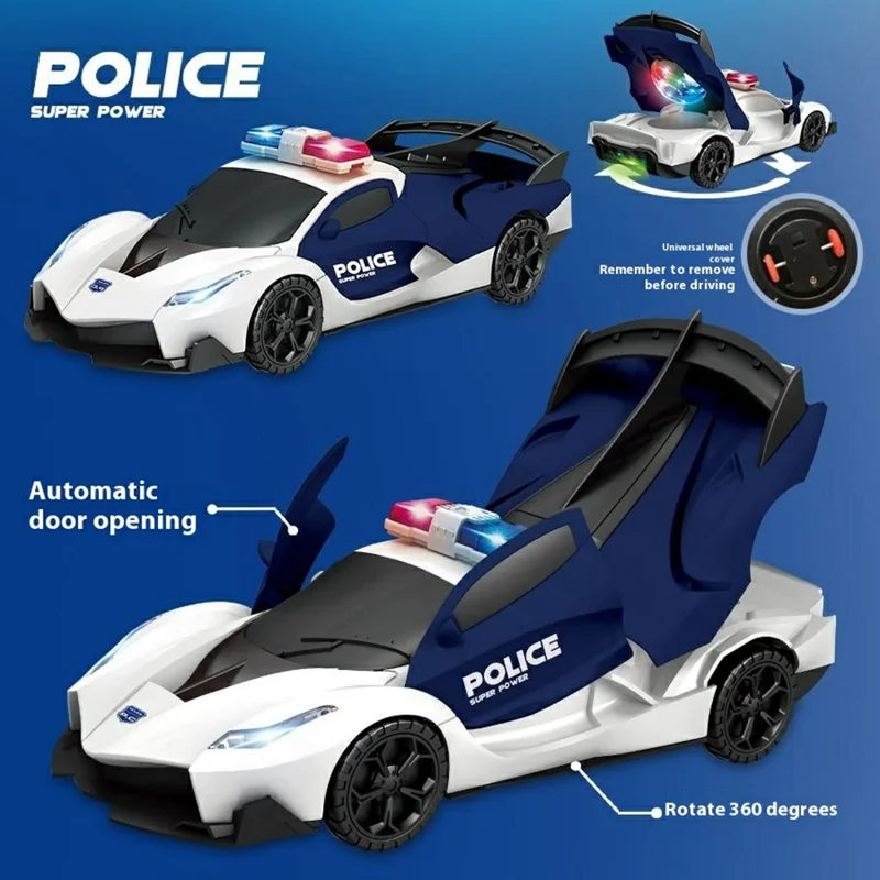 R07 Transforming Electric Race Car Kids Light Up 360 Degree Rotation Stunt Vehicle Boys Birthday Gift Toy - Red