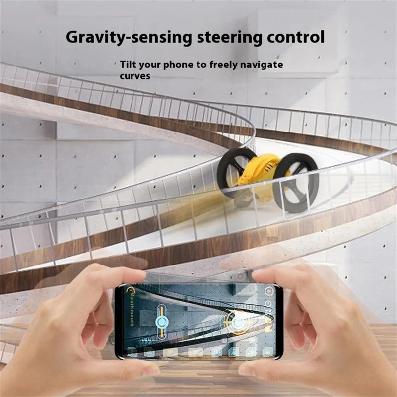 Stunt RC Car Remote Control 360 Degree Rotation Light Music Bounce Vehicle Toy with Camera - Yellow