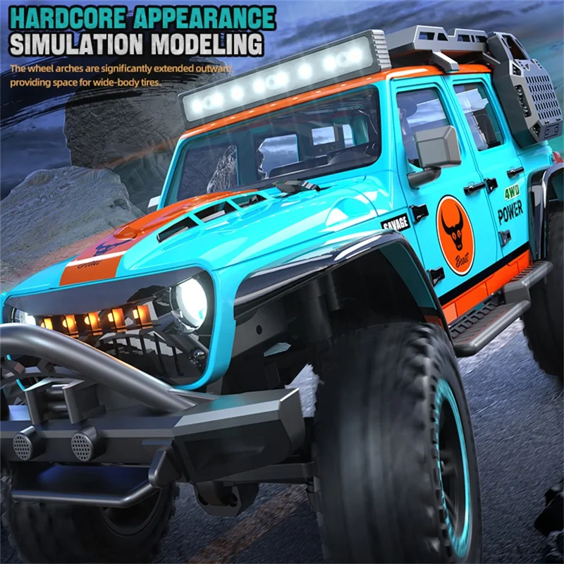 ZLL SG206PRO Motor de cepillo RC Rock Crawler Escala 1/20 4WD Vehículo todoterreno con luz LED Coche de juguete de alta velocidad, Batería única - Azul