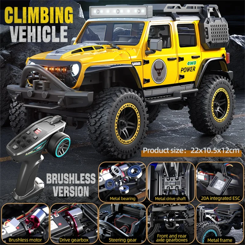 ZLL SG206MAX Brushless Motor 1:20 RC Climbing Car 4WD High Speed Vehicle with LED Light, Single Battery - Yellow