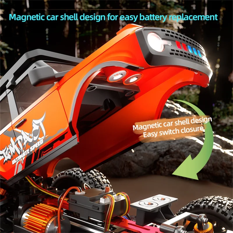 ZLL SG201PRO Brushed Motor 1:20 Scale 4WD High Speed RC Car with LED Light Remote Control Vehicle, Single Battery - Orange