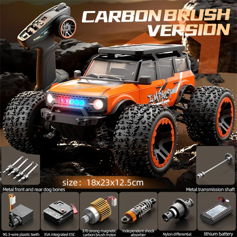 ZLL SG201PRO Brushed Motor 1:20 Scale 4WD High Speed RC Car with LED Light Remote Control Vehicle, 3 Batteries - Orange