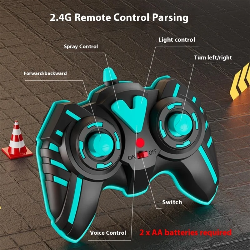 9166-12 2.4G RC Drift Car with Spray Effect High Speed Racing Vehicle Toy with Lights / Sound Effects - Black