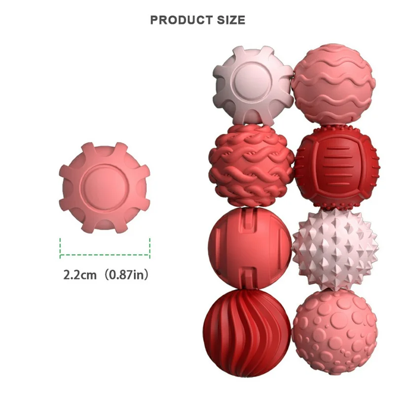 8Pcs / Set Magnetic Sensory Balls Silicone Anti Anxiety Stress Relief Toy Gift with Storage Case - Pink