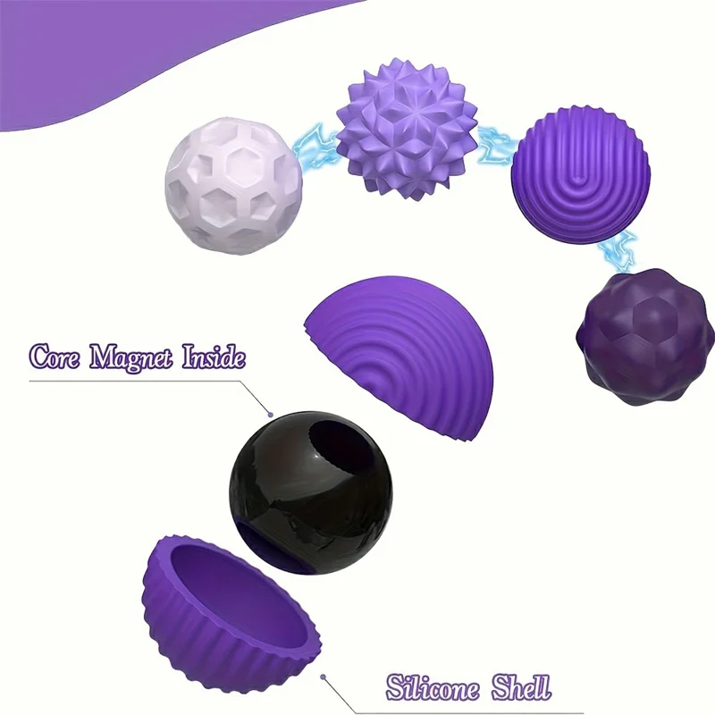8Pcs / Set Magnetic Sensory Balls Silicone Anti Anxiety Stress Relief Toy Gift with Storage Case - Pink