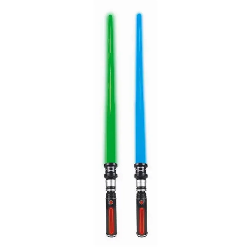 2Pcs Lightsaber Extendable Light-Up Toy Sword RGB Color Telescopic Light Bars with Sound Effect