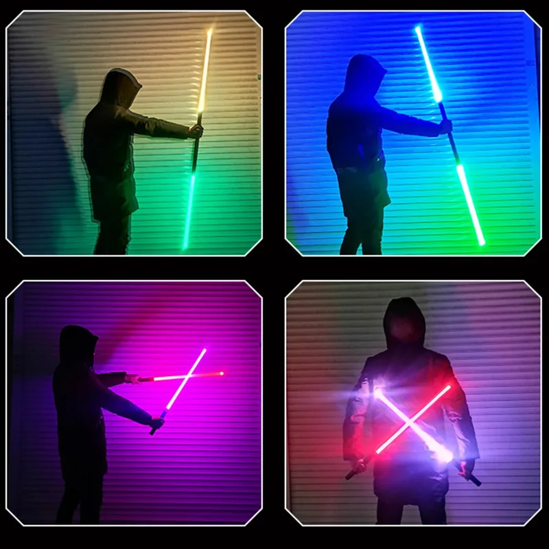 1Шт Световая игрушка Лазерный меч 2 в 1 RGB Подсвечивающееся лезвие 15 цветов Металлическая рукоять Светящийся меч-игрушка - Черный круговой узор