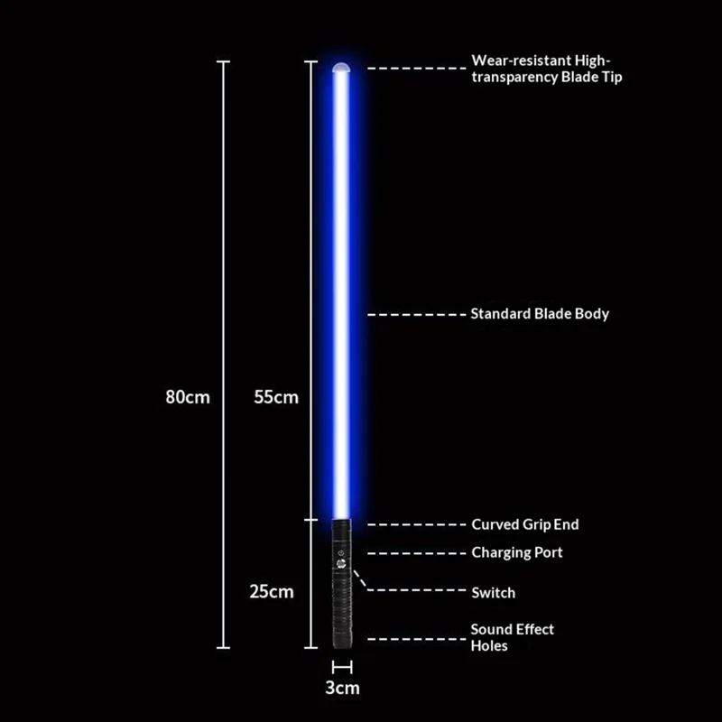 1Шт Световая игрушка Лазерный меч 2 в 1 RGB Подсвечивающееся лезвие 15 цветов Металлическая рукоять Светящийся меч-игрушка - Черный круговой узор