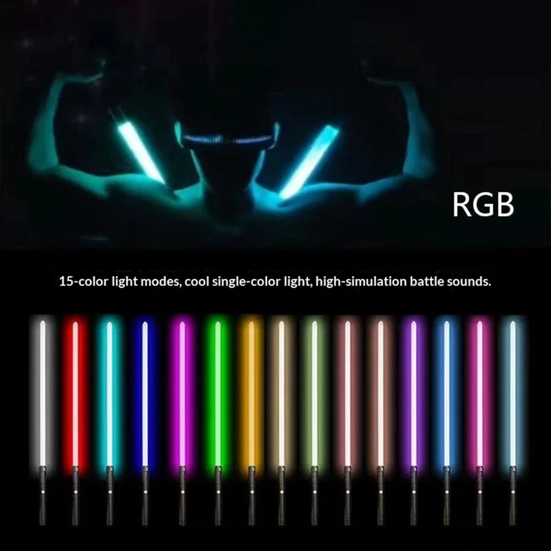 1Шт Световая игрушка Лазерный меч 2 в 1 RGB Подсвечивающееся лезвие 15 цветов Металлическая рукоять Светящийся меч-игрушка - Черный круговой узор