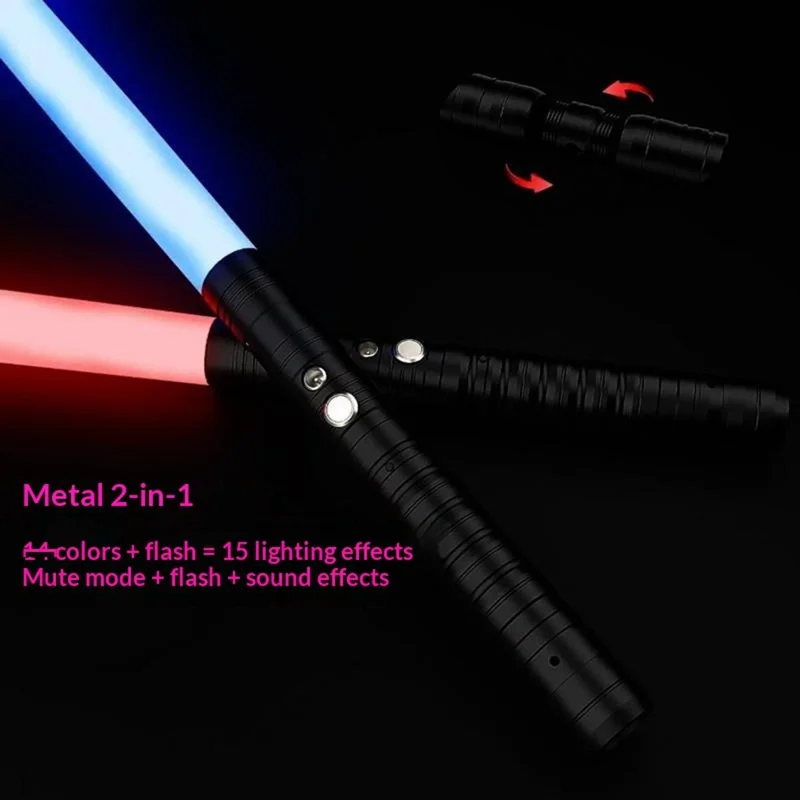 1Шт Световая игрушка Лазерный меч 2 в 1 RGB Подсвечивающееся лезвие 15 цветов Металлическая рукоять Светящийся меч-игрушка - Черный круговой узор