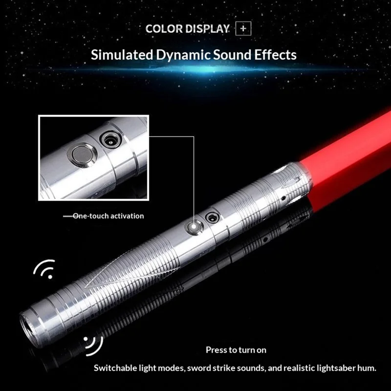 1Шт Световая игрушка Лазерный меч 2 в 1 RGB Подсвечивающееся лезвие 15 цветов Металлическая рукоять Светящийся меч-игрушка - Черный круговой узор