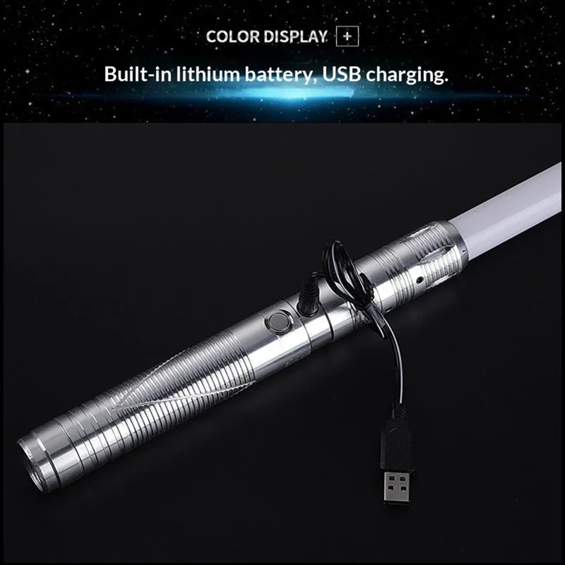 1Шт Световая игрушка Лазерный меч 2 в 1 RGB Подсвечивающееся лезвие 15 цветов Металлическая рукоять Светящийся меч-игрушка - Черный круговой узор