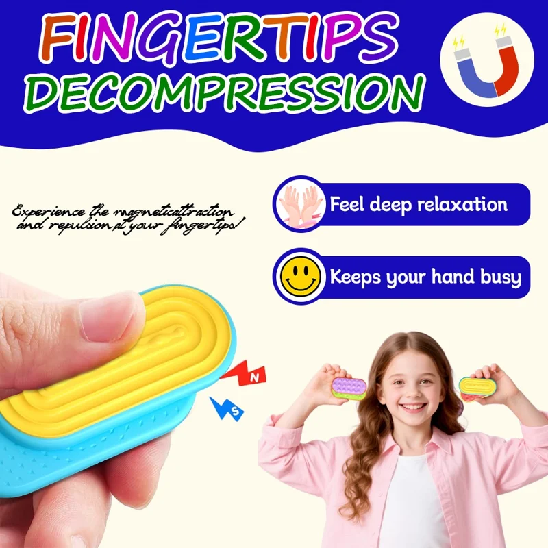 6 stk./sæt sanse-magnetlegetøj i silikone, magnetisk slider til autisme, angst- og stresslindring