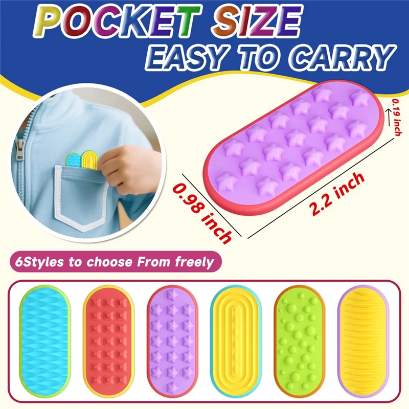 6 stk./sæt sanse-magnetlegetøj i silikone, magnetisk slider til autisme, angst- og stresslindring