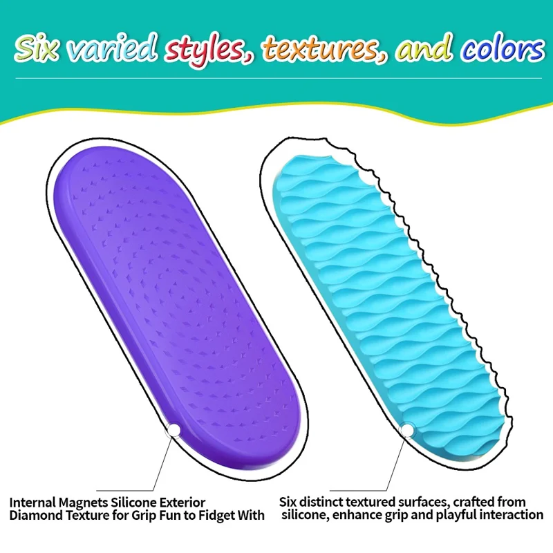12Pcs / Set Sensory Magnet Toy Silicone Magnetic Slider for Autism Anxiety Stress Relief Toy