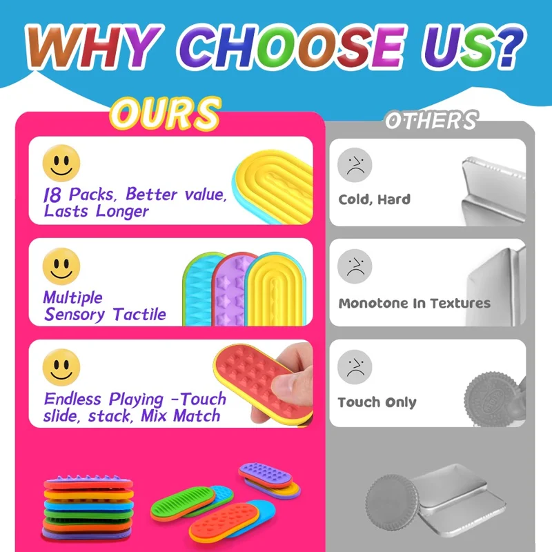 12Pcs / Set Sensory Magnet Toy Silicone Magnetic Slider for Autism Anxiety Stress Relief Toy