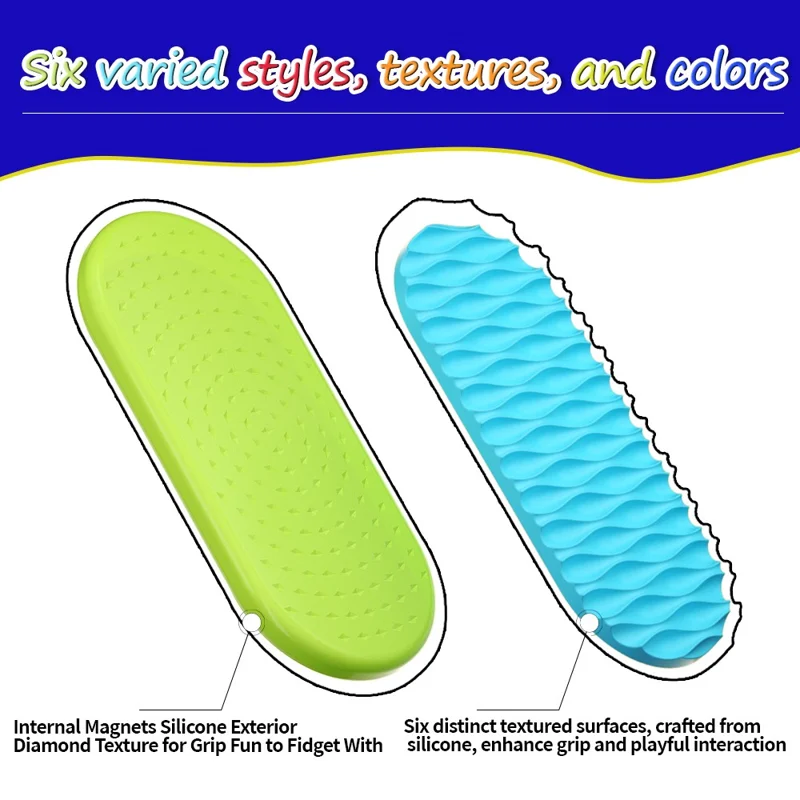 Jouet magnétique sensoriel 18 pièces / lot, coulisseau magnétique en silicone pour l'autisme, jouet de soulagement de l'anxiété et du stress