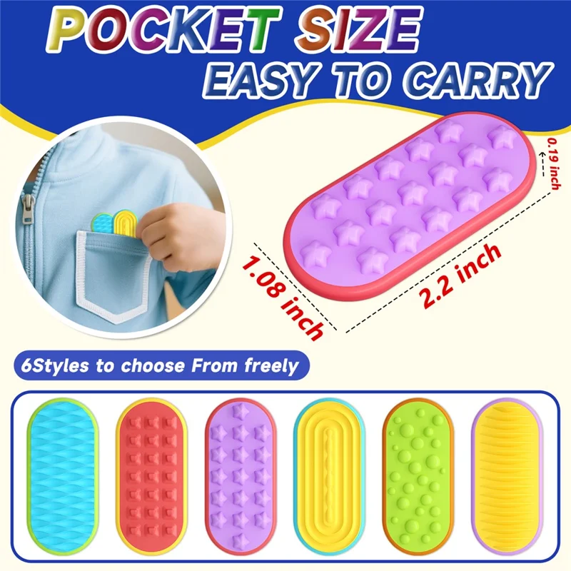 Jouet magnétique sensoriel 18 pièces / lot, coulisseau magnétique en silicone pour l'autisme, jouet de soulagement de l'anxiété et du stress