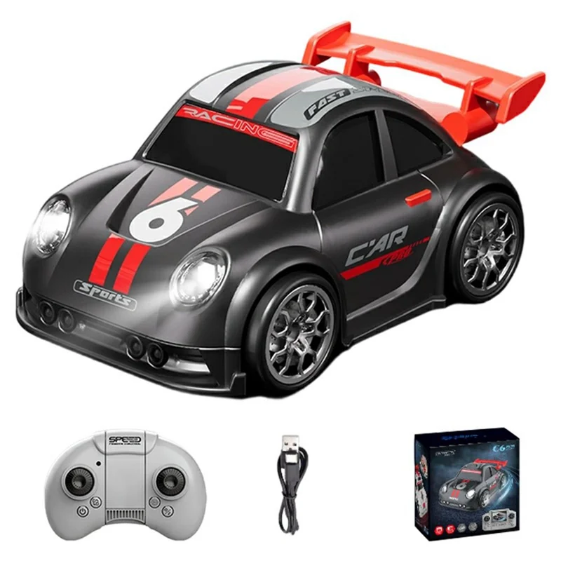 C6 Mini Cartoon RC Car Music Remote Control Electric Vehicle Toy without Camera - Black