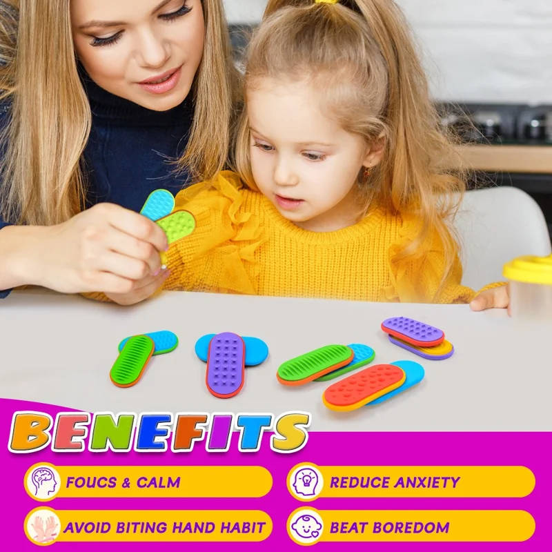 12Pcs / Set Sensory Magnetic Finger Toys for Autism Anxiety Stress Relief Silicone Magnetic Slider