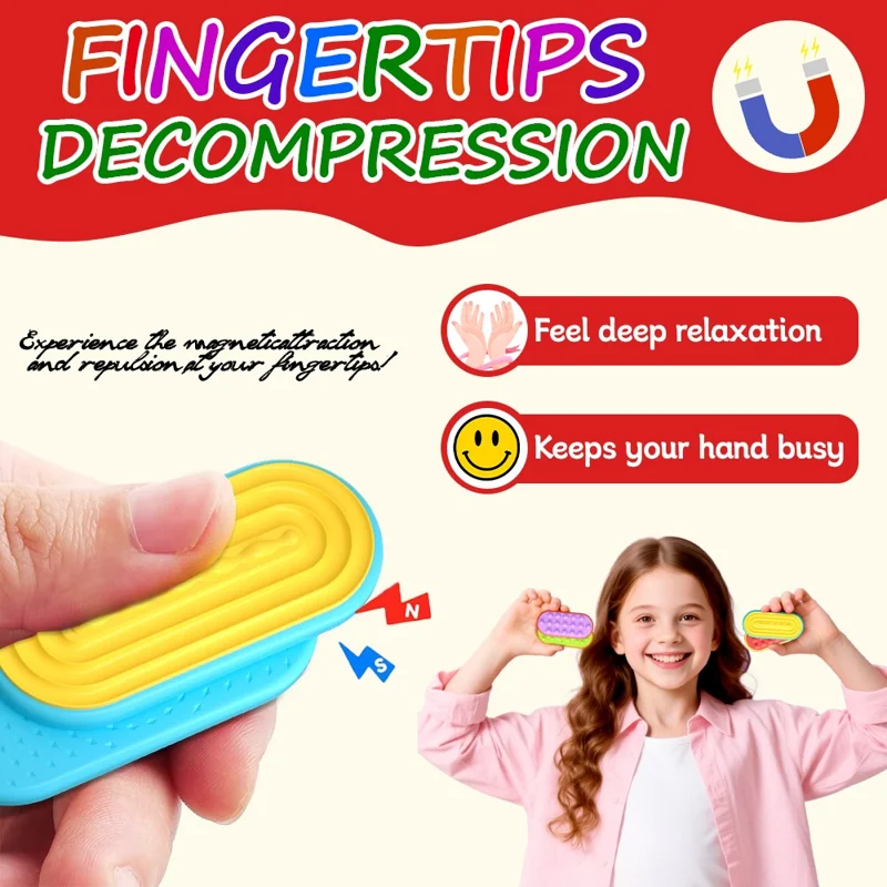12Pcs / Set Sensory Magnetic Finger Toys for Autism Anxiety Stress Relief Silicone Magnetic Slider