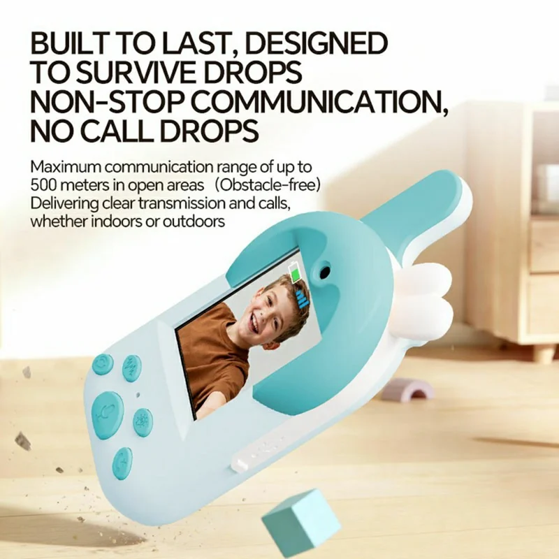 D100 Børne Video Walkie-Talkie Interaktiv Forældre-barn Legetøj Kamera Stemme Kommunikation Lang Rækkevidde - Blå / Pink